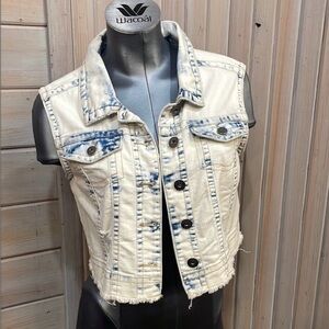 Mudd Women's Denim Vest L - Blue and Cream